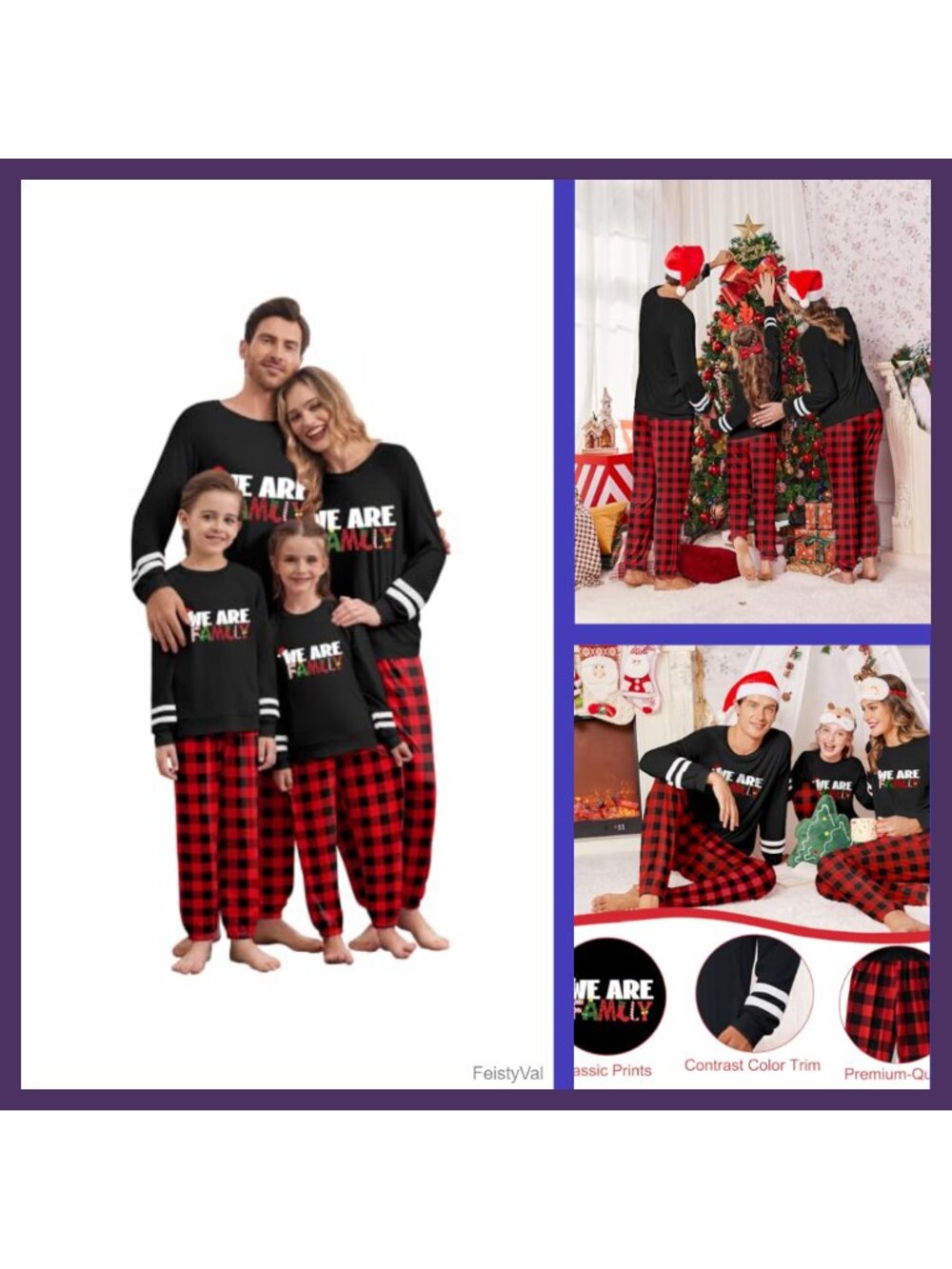 Men's Christmas Matching Family Pajama Set Long Sleeve Plaid Sleep Set